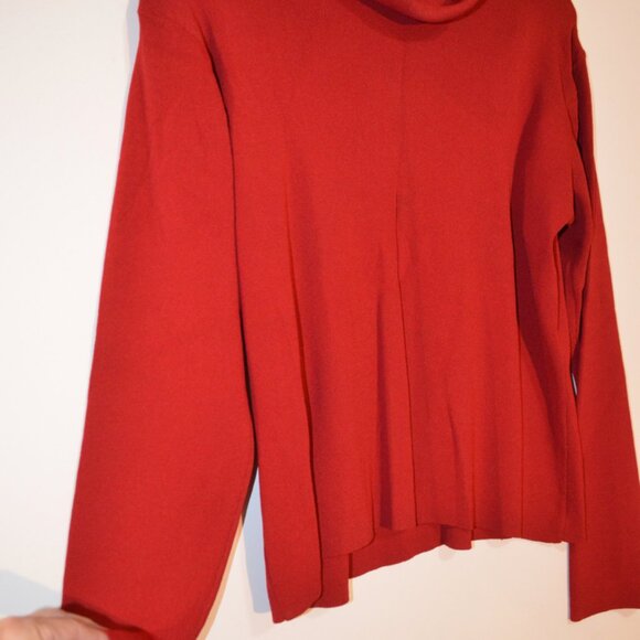 CLAUDIA D. (R) Rayon Nylon Red Sweater Cowl-Neck Long Sleeves Knit Pull-Over XL - Picture 3 of 5